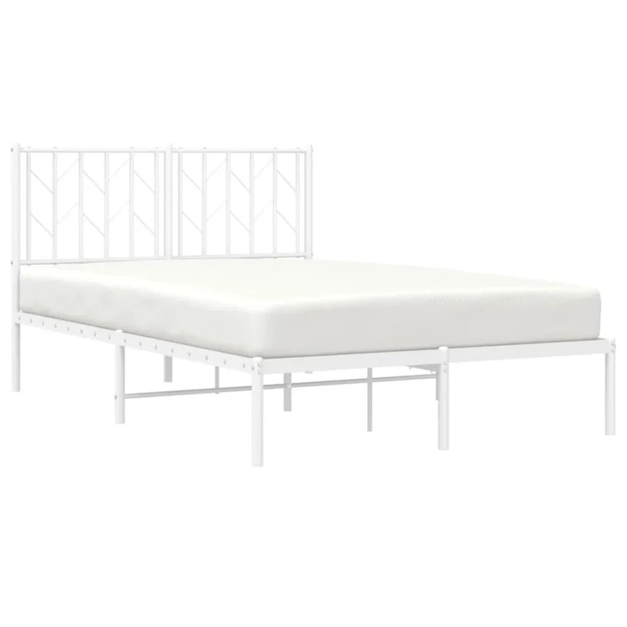 Cadre de lit métal sans matelas et tête de lit blanc 120x200 cm - 3