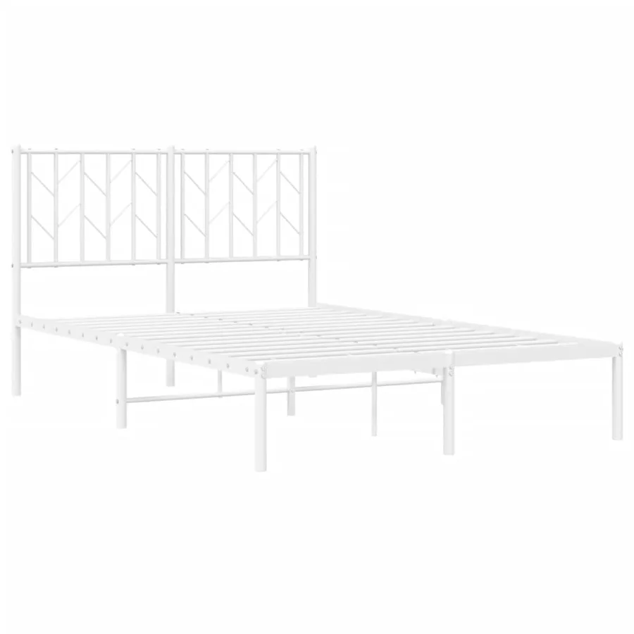 Cadre de lit métal sans matelas et tête de lit blanc 120x200 cm - 4