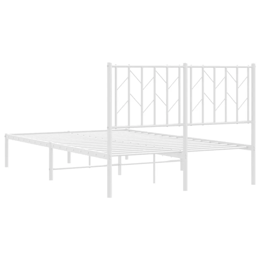 Cadre de lit métal sans matelas et tête de lit blanc 120x200 cm - 7