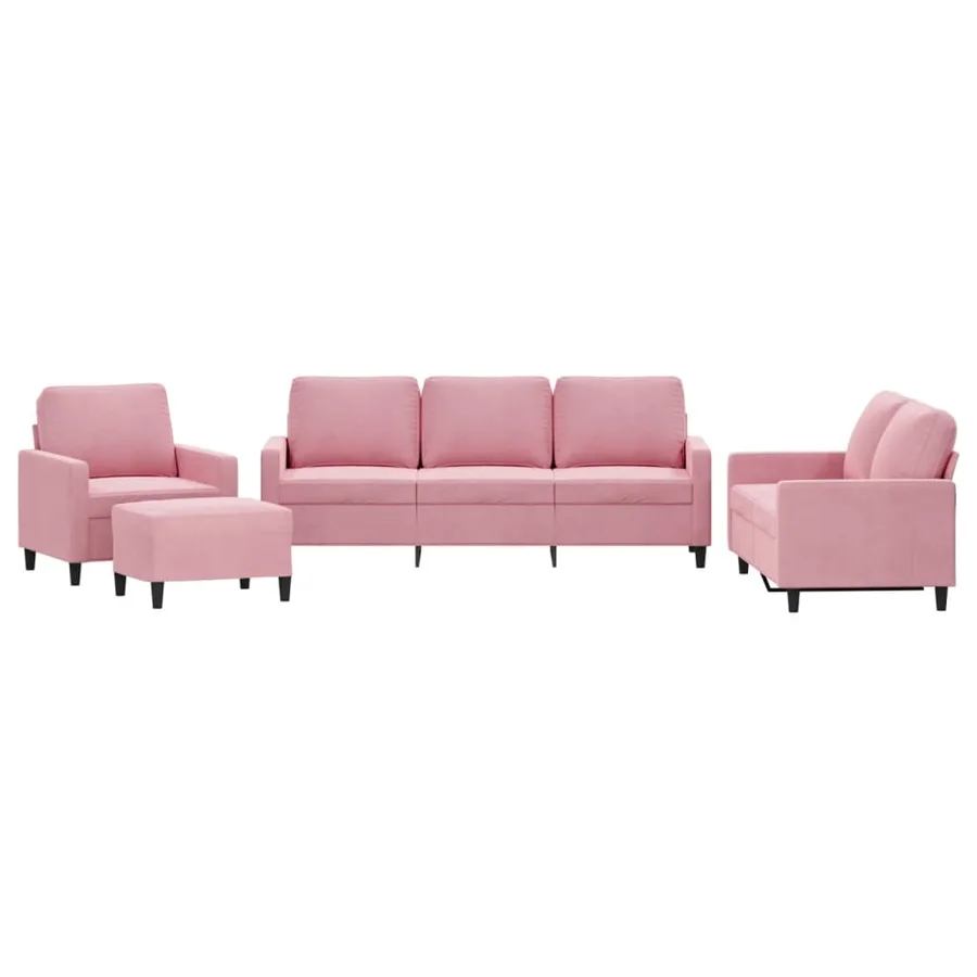 Ensemble de canapés 4 pcs avec coussins Rose Velours - 2