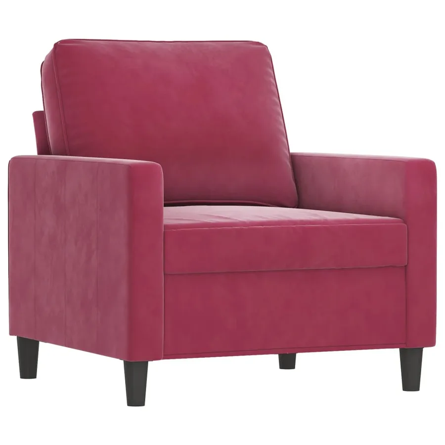 Fauteuil avec repose-pied Rouge bordeaux 60 cm Velours - 4