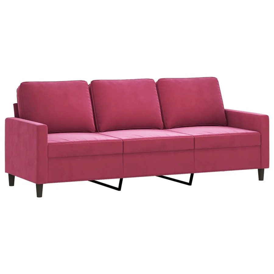 Ensemble de canapés 3 pcs avec coussins Rouge bordeaux Velours - 5