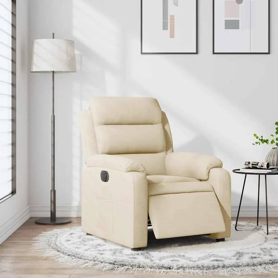 Fauteuil inclinable électrique Crème Tissu - 15