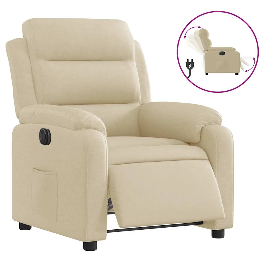 Fauteuil inclinable électrique Crème Tissu - 2
