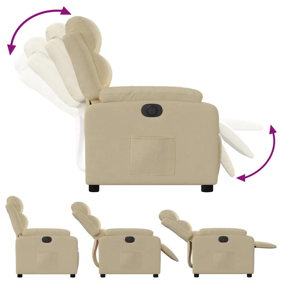 Fauteuil inclinable électrique Crème Tissu - 7