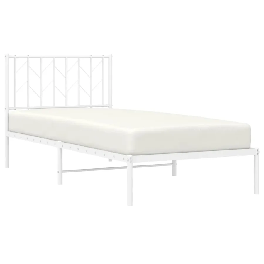 Cadre de lit métal sans matelas avec tête de lit blanc 90x190cm - 3