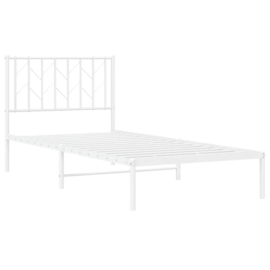 Cadre de lit métal sans matelas avec tête de lit blanc 90x190cm - 4