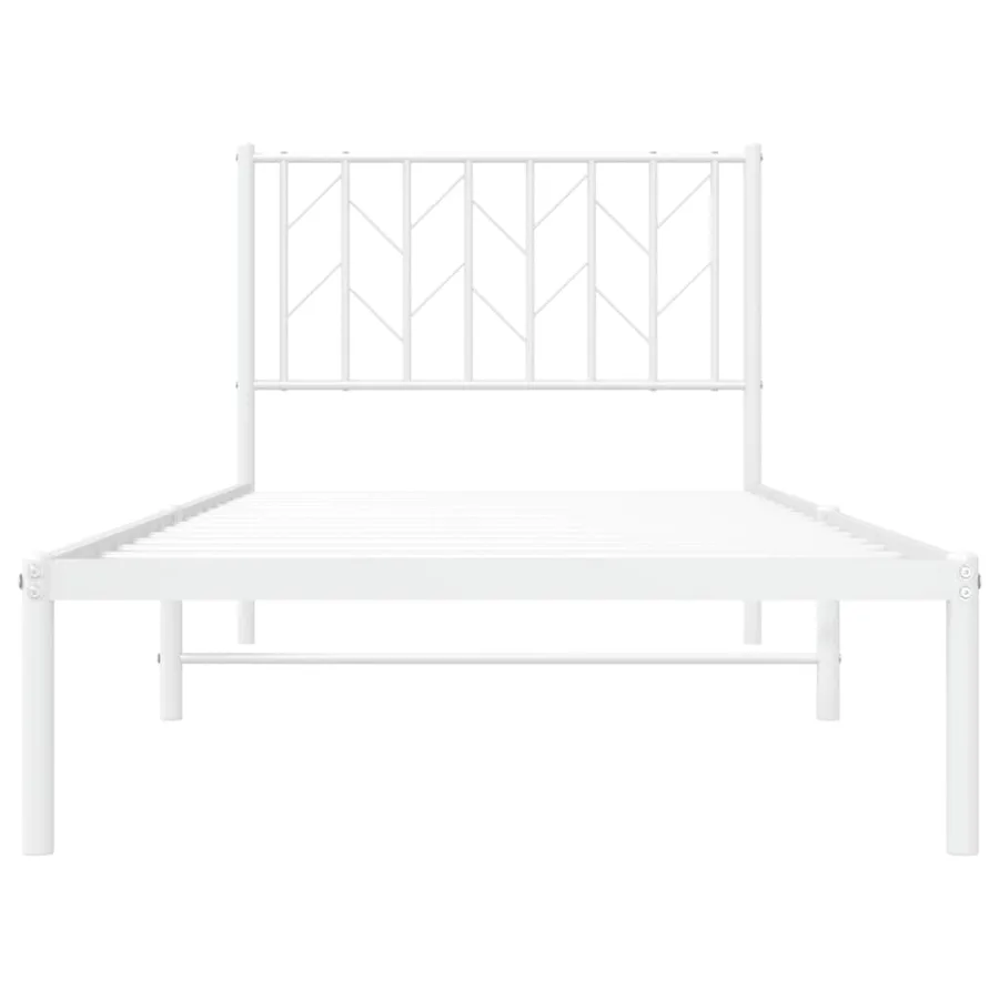 Cadre de lit métal sans matelas avec tête de lit blanc 90x190cm - 5