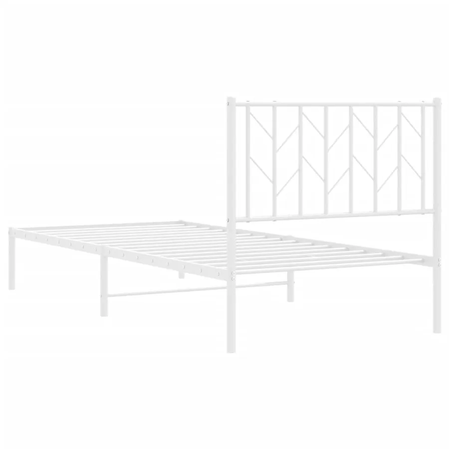 Cadre de lit métal sans matelas avec tête de lit blanc 90x190cm - 7
