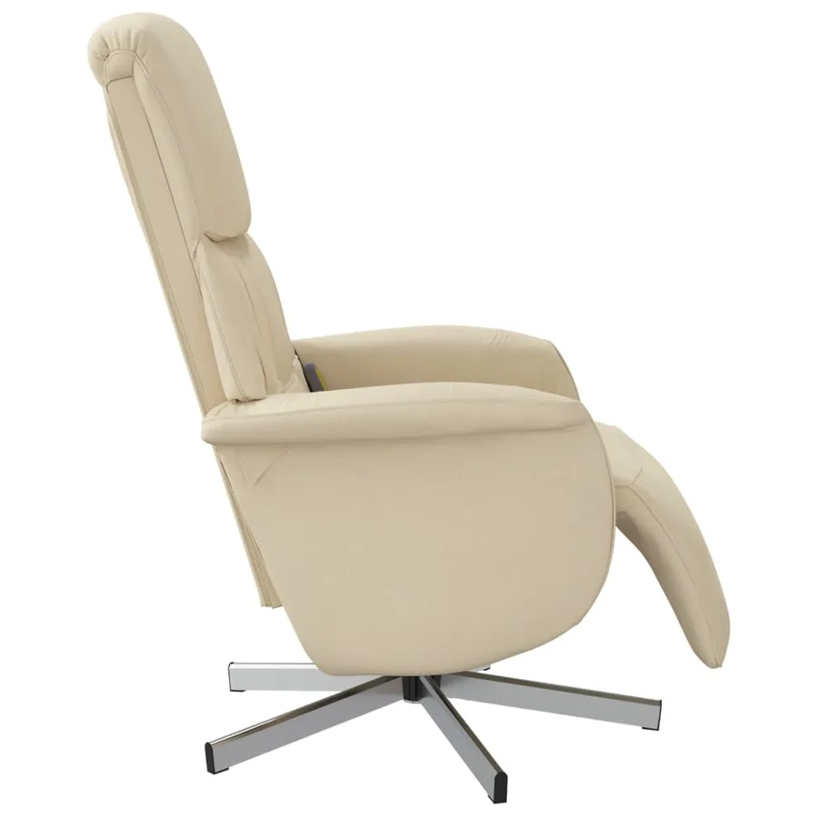 Fauteuil inclinable de massage avec repose-pieds crème tissu - 5