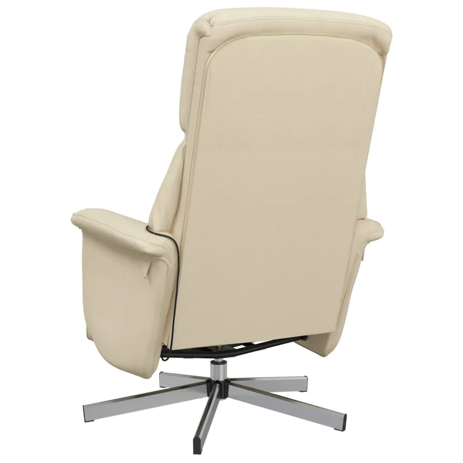 Fauteuil inclinable de massage avec repose-pieds crème tissu - 6