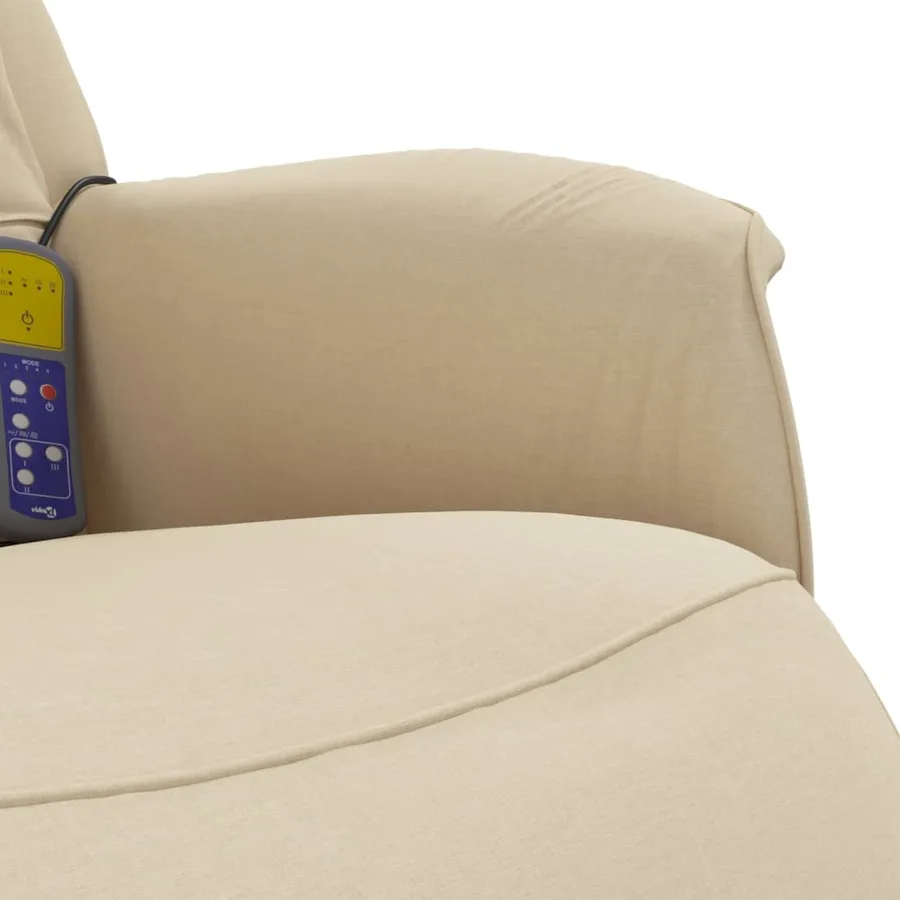 Fauteuil inclinable de massage avec repose-pieds crème tissu - 8