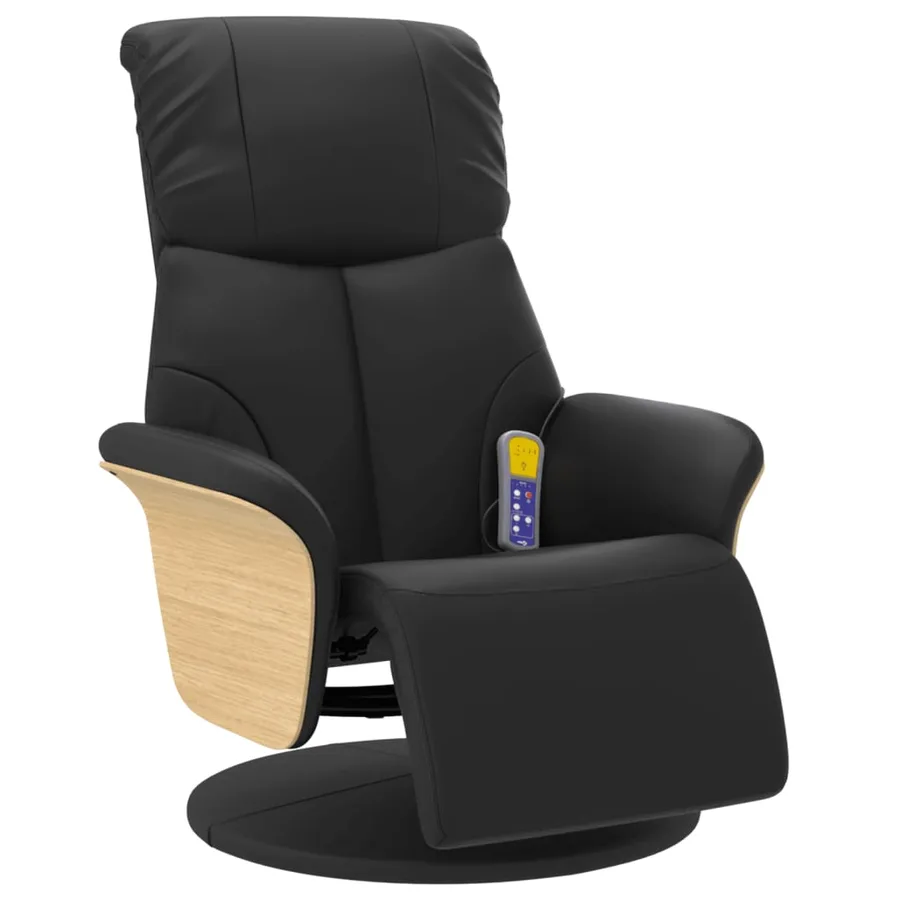 Fauteuil inclinable de massage repose-pieds noir similicuir - 3