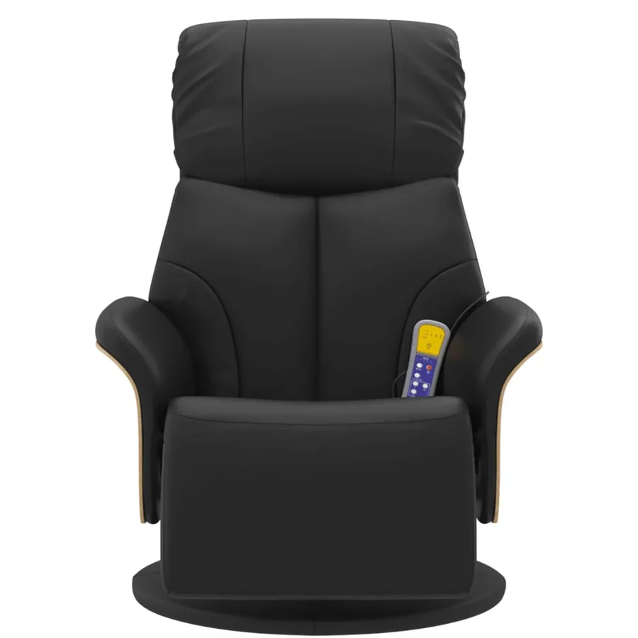 Fauteuil inclinable de massage repose-pieds noir similicuir - 4