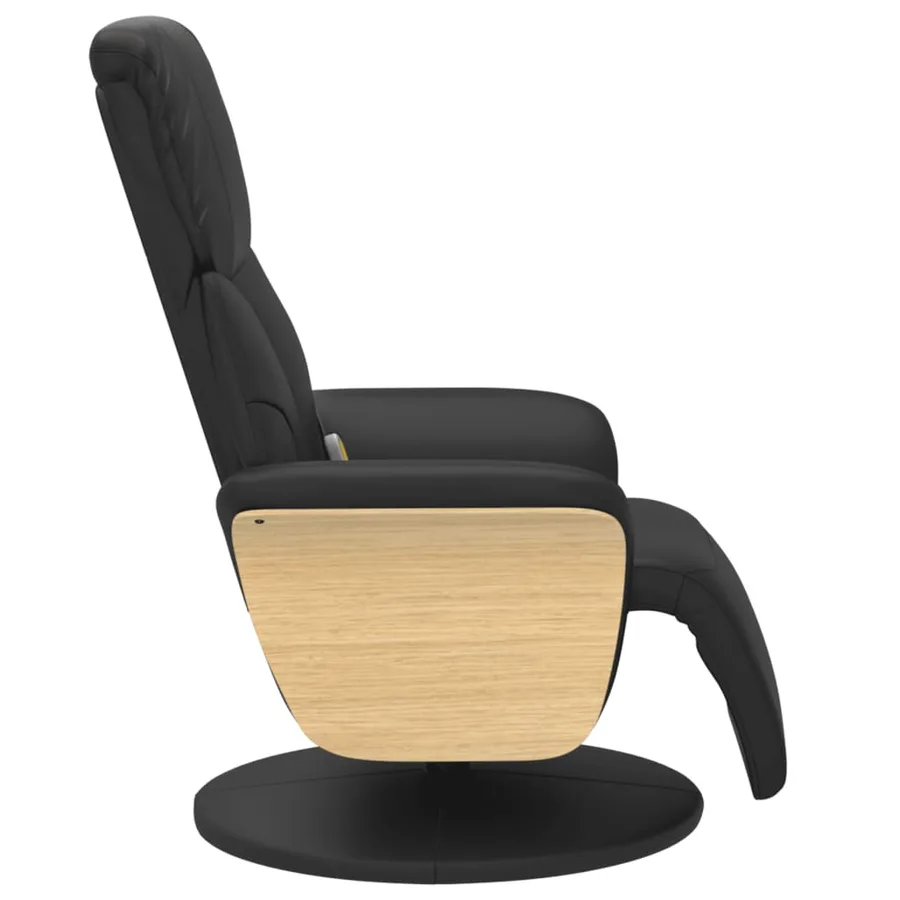Fauteuil inclinable de massage repose-pieds noir similicuir - 5