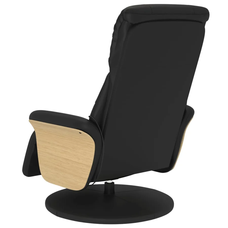 Fauteuil inclinable de massage repose-pieds noir similicuir - 6
