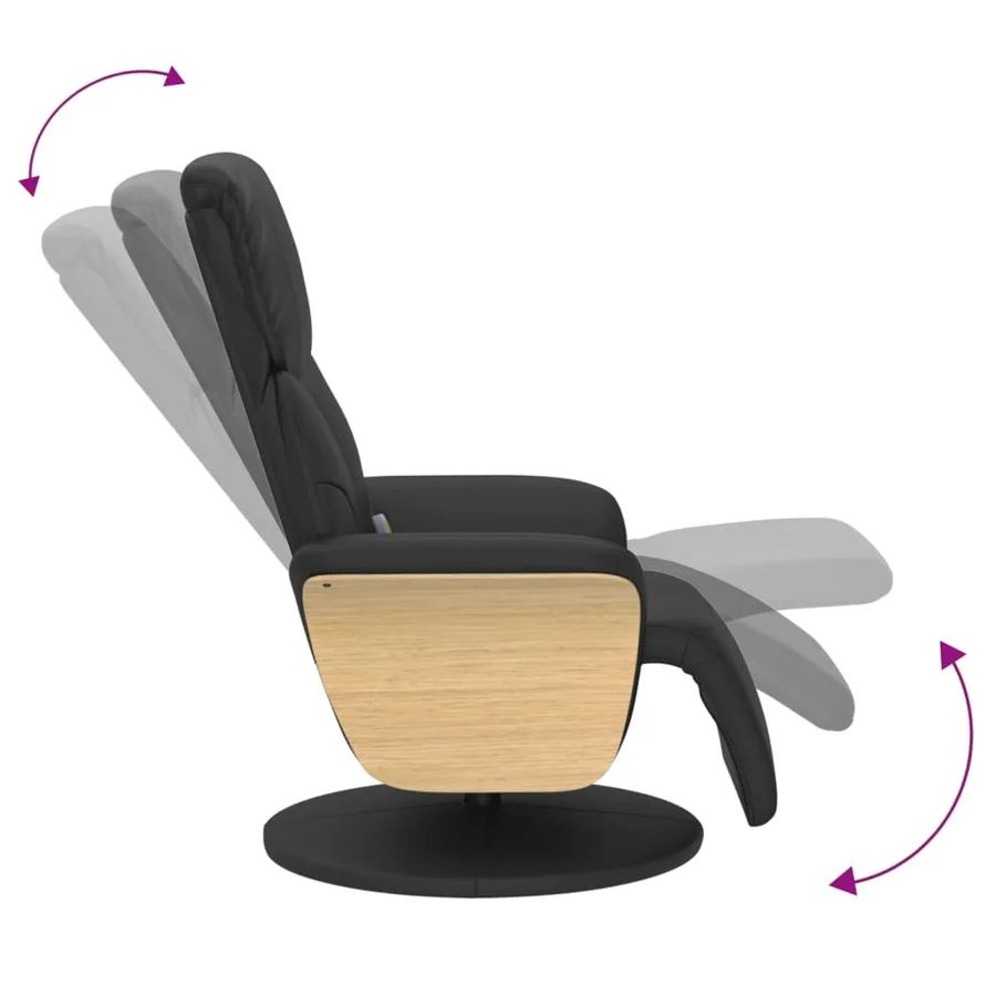Fauteuil inclinable de massage repose-pieds noir similicuir - 7