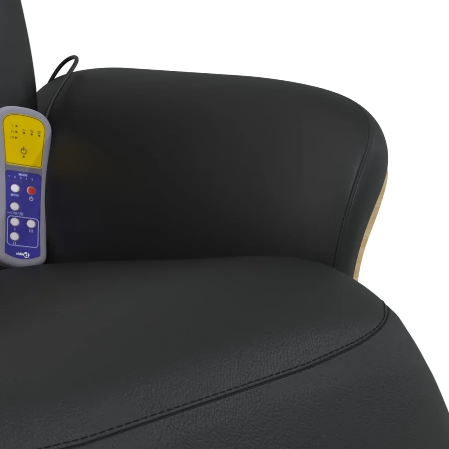 Fauteuil inclinable de massage repose-pieds noir similicuir - 8