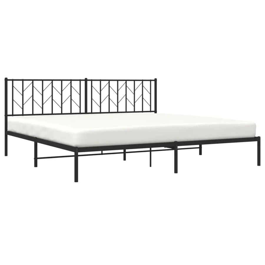 Cadre de lit métal sans matelas avec tête de lit noir 200x200cm - 3