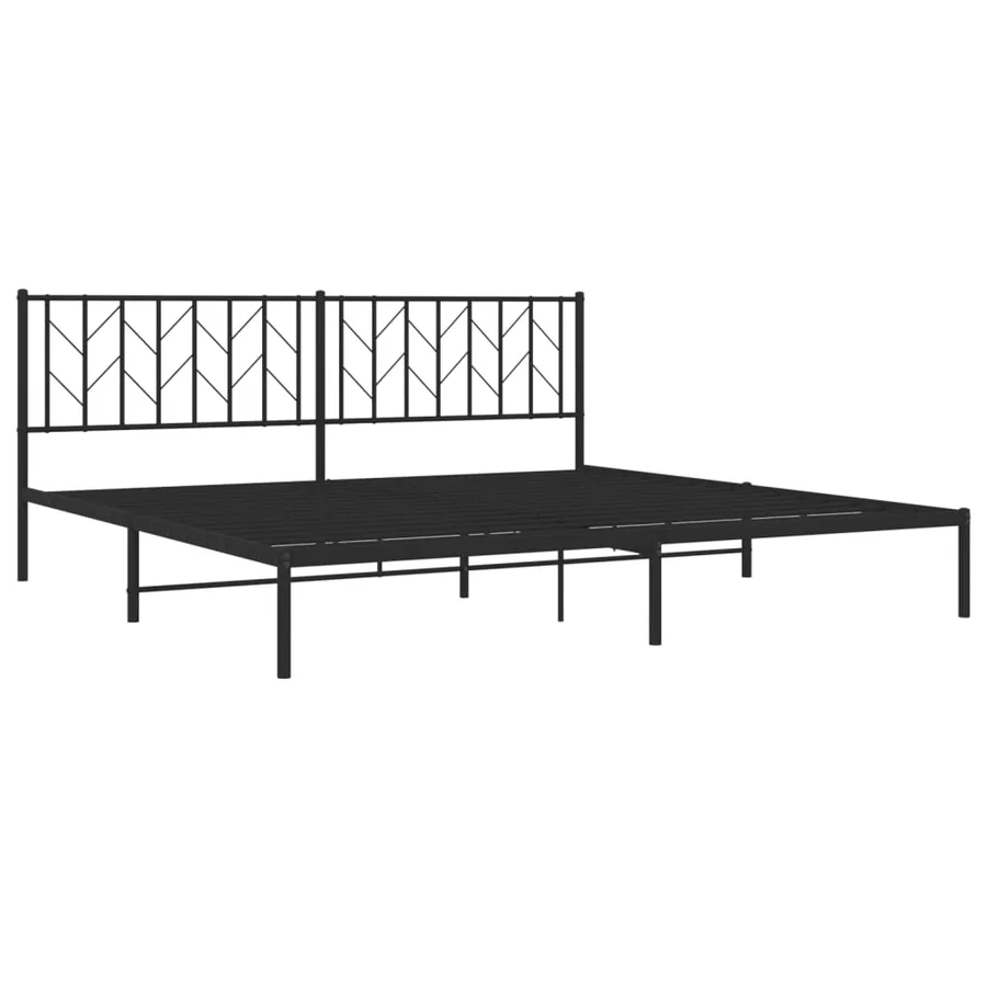 Cadre de lit métal sans matelas avec tête de lit noir 200x200cm - 4