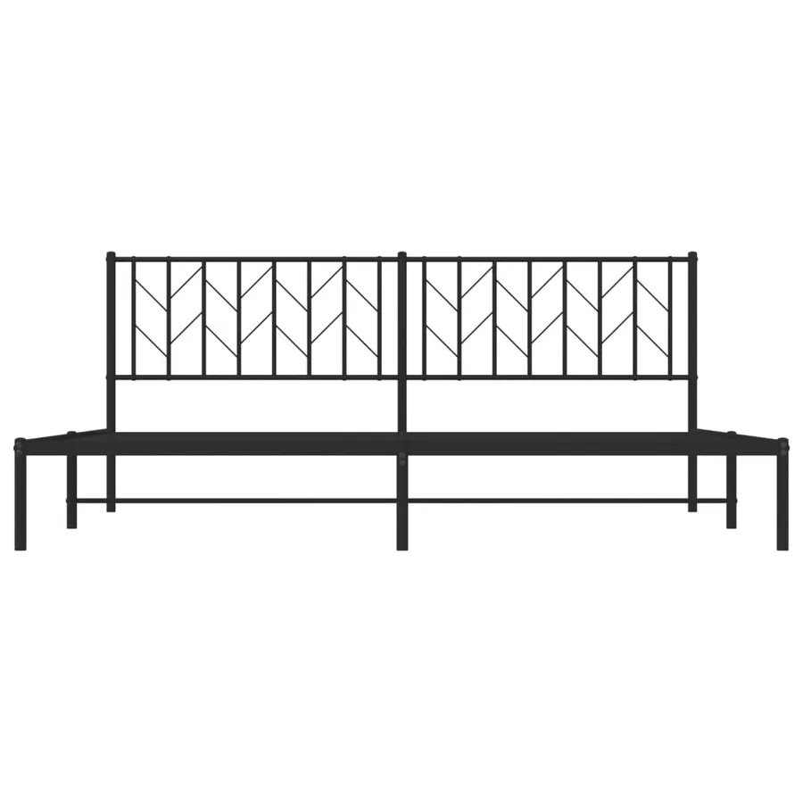 Cadre de lit métal sans matelas avec tête de lit noir 200x200cm - 5