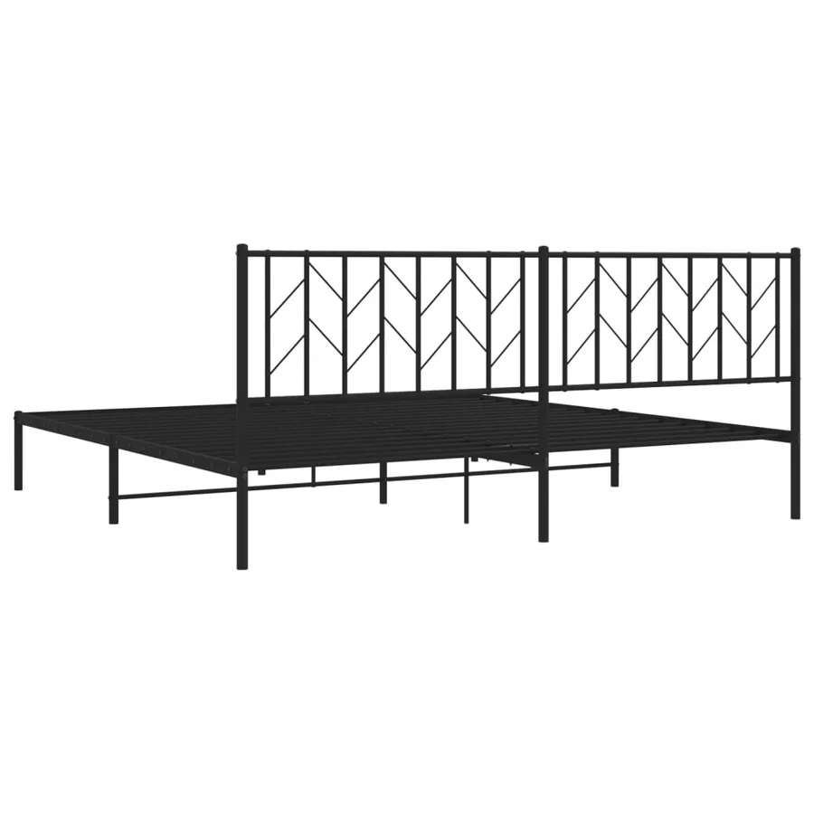 Cadre de lit métal sans matelas avec tête de lit noir 200x200cm - 7