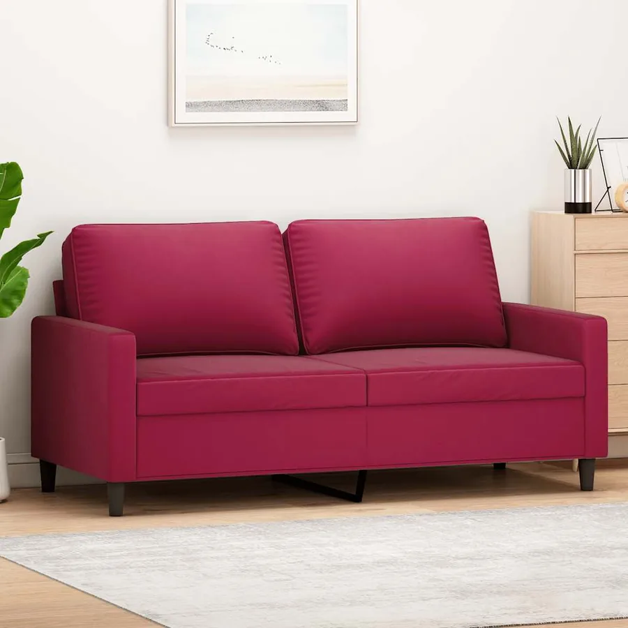 Canapé à 2 places Rouge bordeaux 140 cm Velours