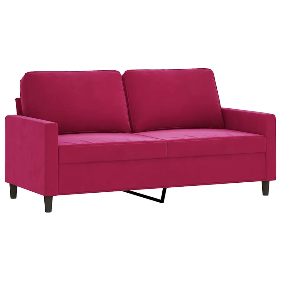 Canapé à 2 places Rouge bordeaux 140 cm Velours - 2