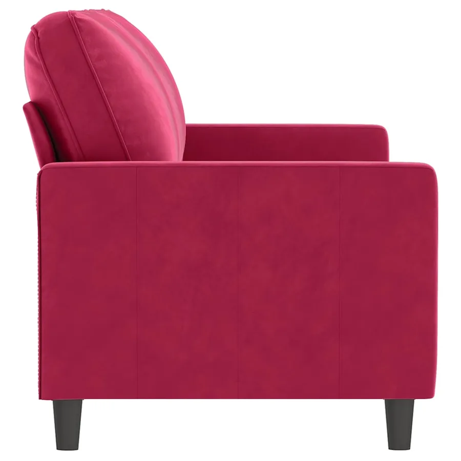 Canapé à 2 places Rouge bordeaux 140 cm Velours - 4