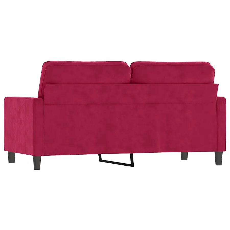 Canapé à 2 places Rouge bordeaux 140 cm Velours - 5