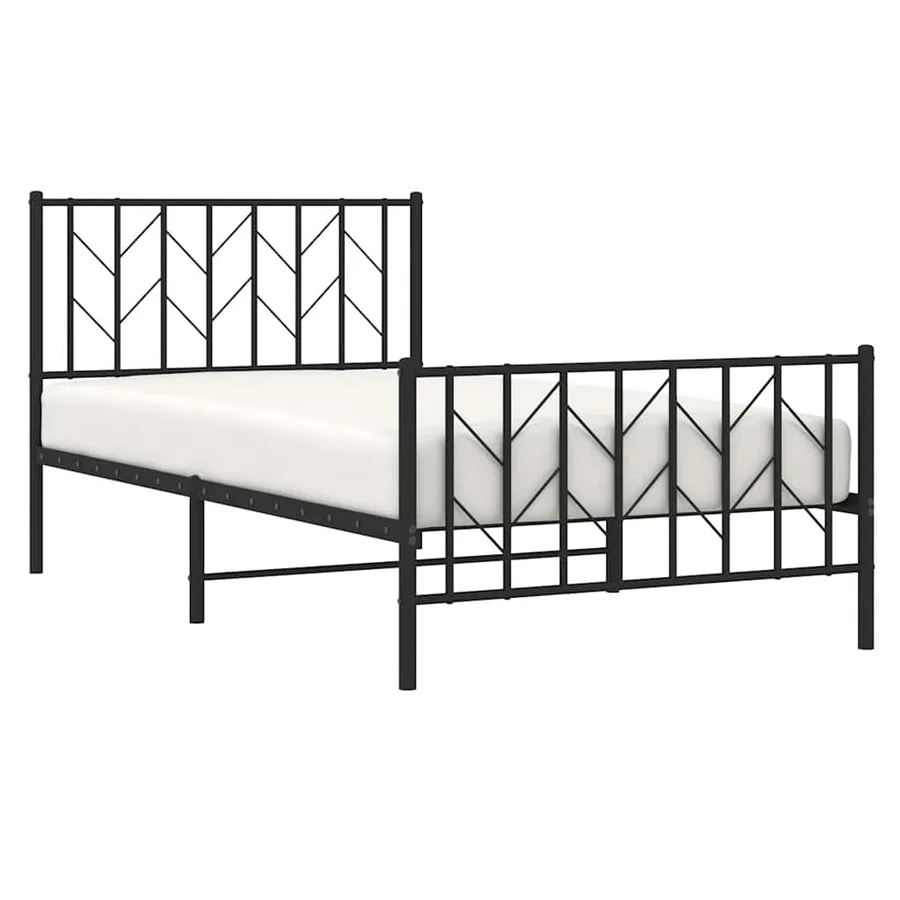Cadre de lit métal sans matelas et pied de lit noir 100x200 cm - 5