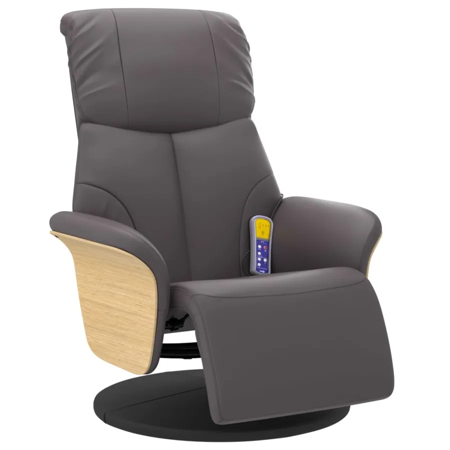 Fauteuil inclinable de massage repose-pieds gris similicuir - 3