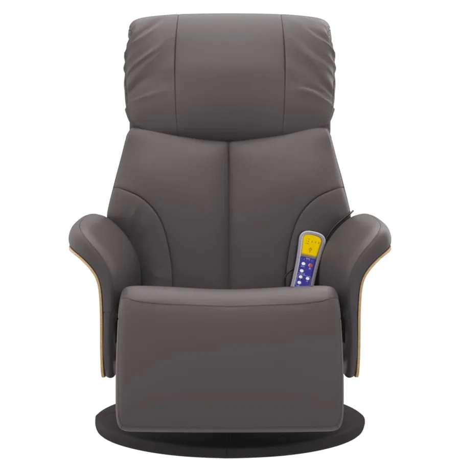 Fauteuil inclinable de massage repose-pieds gris similicuir - 4