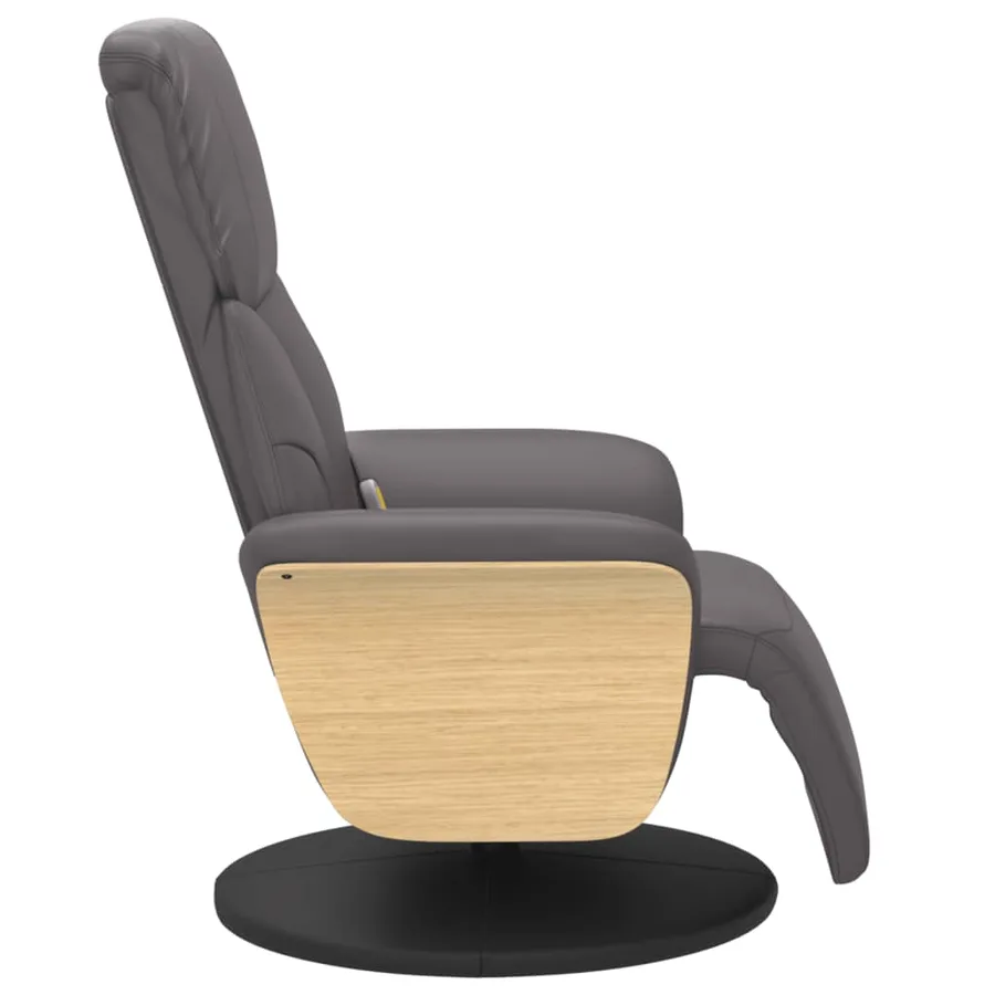 Fauteuil inclinable de massage repose-pieds gris similicuir - 5