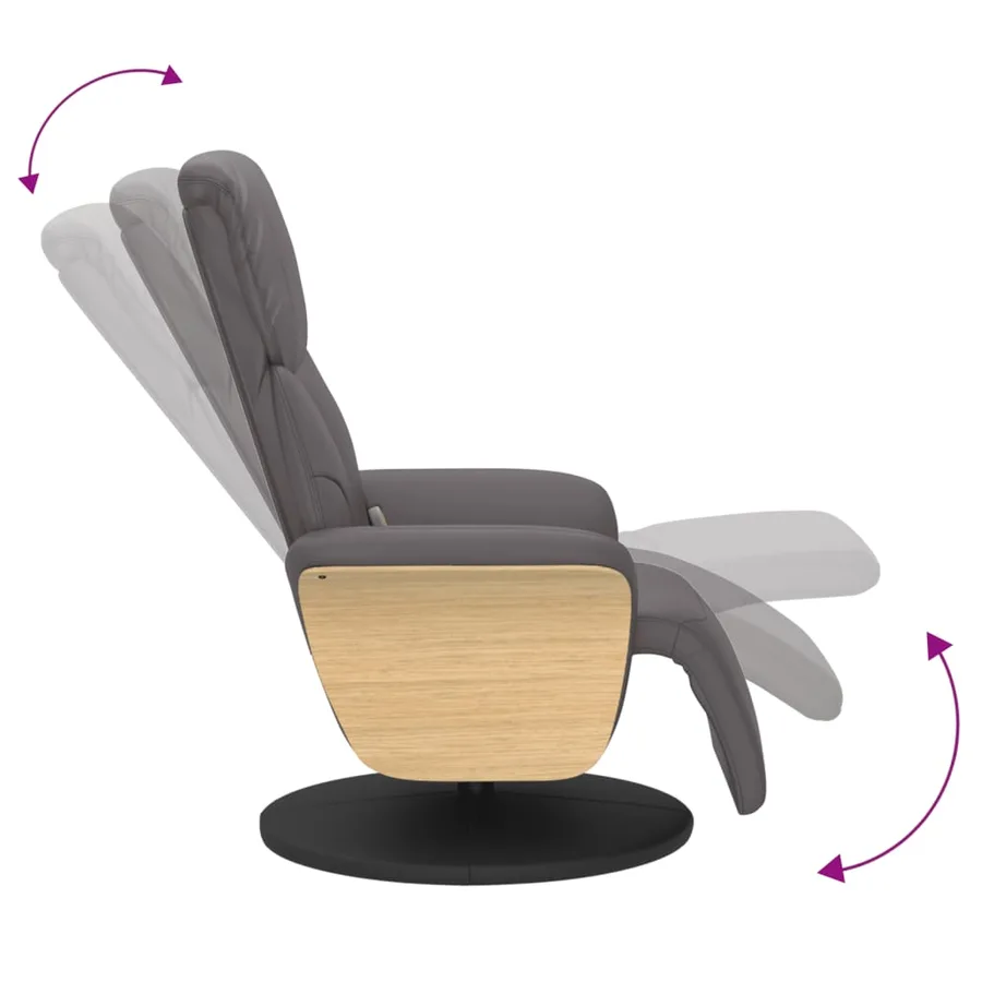 Fauteuil inclinable de massage repose-pieds gris similicuir - 7