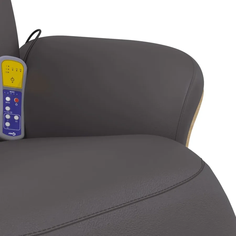 Fauteuil inclinable de massage repose-pieds gris similicuir - 8