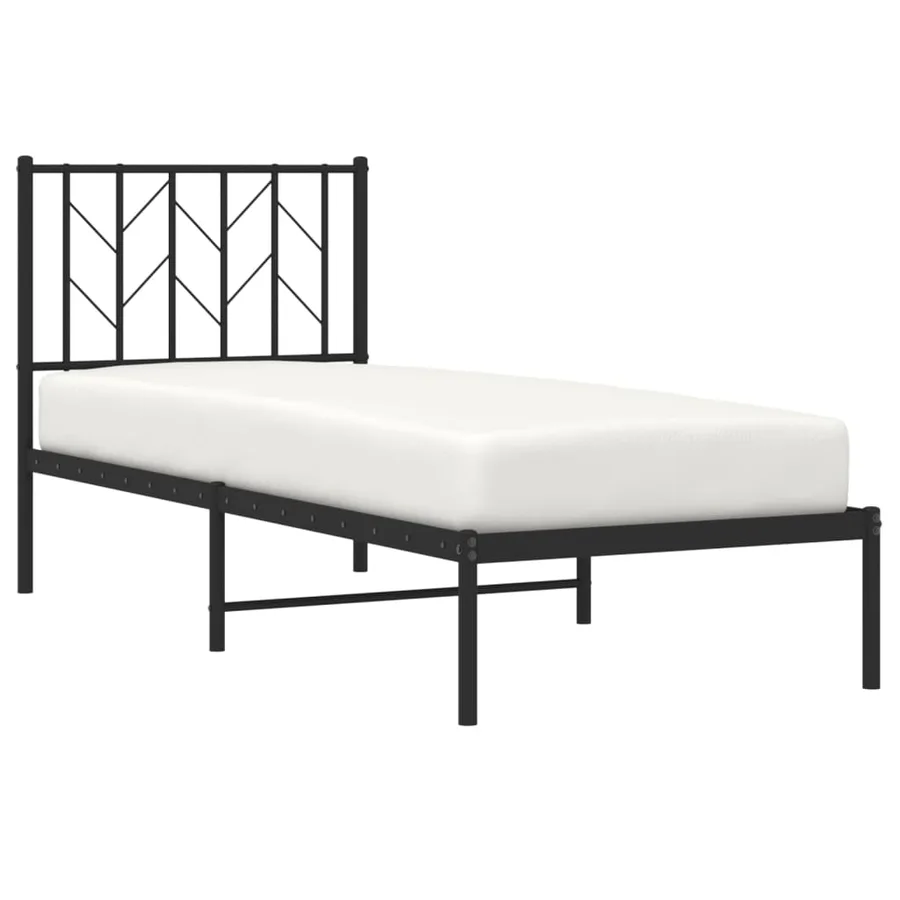 Cadre de lit métal sans matelas avec tête de lit noir 75x190 cm - 3