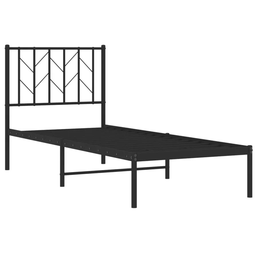 Cadre de lit métal sans matelas avec tête de lit noir 75x190 cm - 4