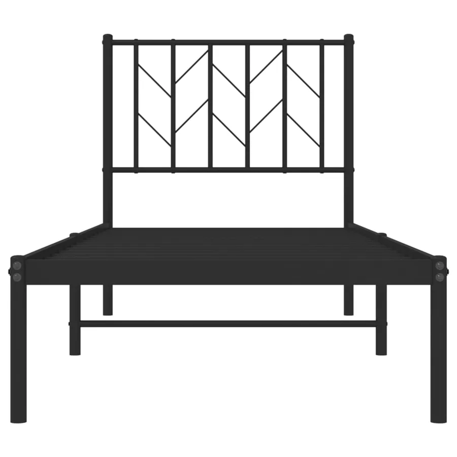 Cadre de lit métal sans matelas avec tête de lit noir 75x190 cm - 5
