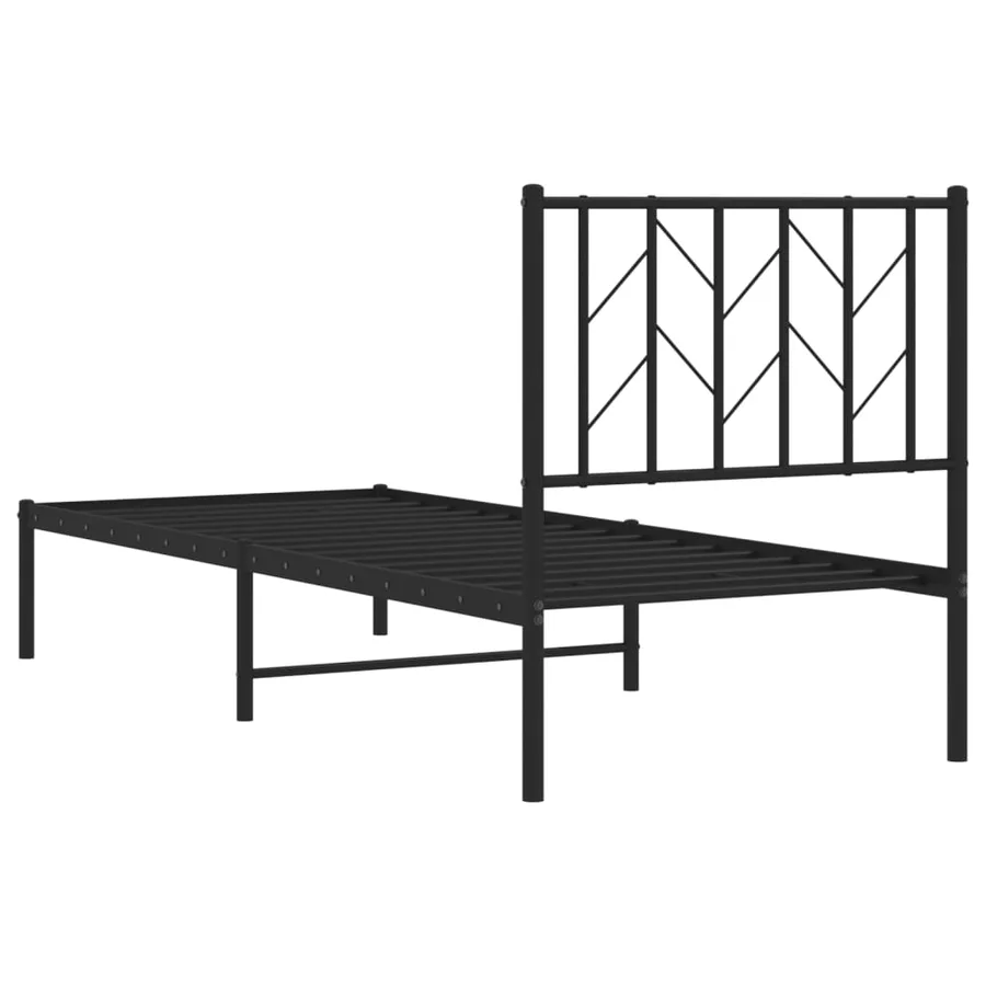 Cadre de lit métal sans matelas avec tête de lit noir 75x190 cm - 7