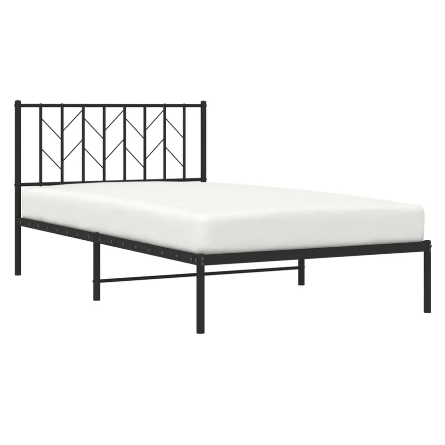 Cadre de lit métal sans matelas avec tête de lit noir 107x203cm - 3