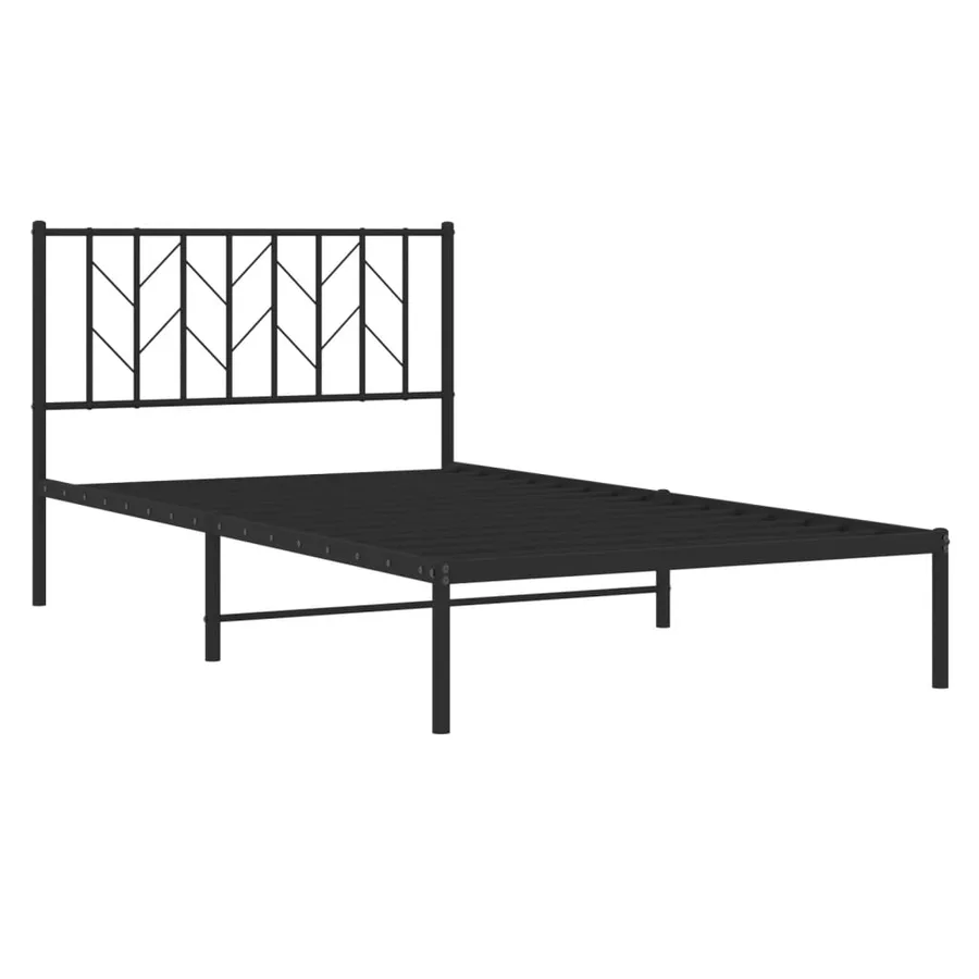Cadre de lit métal sans matelas avec tête de lit noir 107x203cm - 4