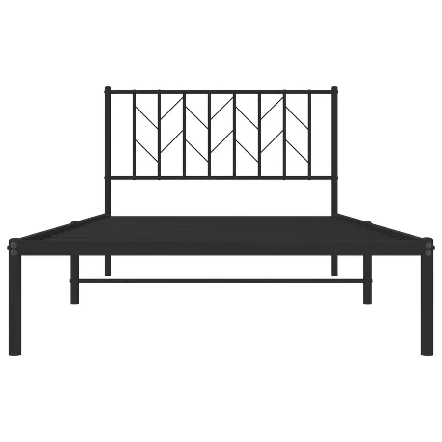 Cadre de lit métal sans matelas avec tête de lit noir 107x203cm - 5