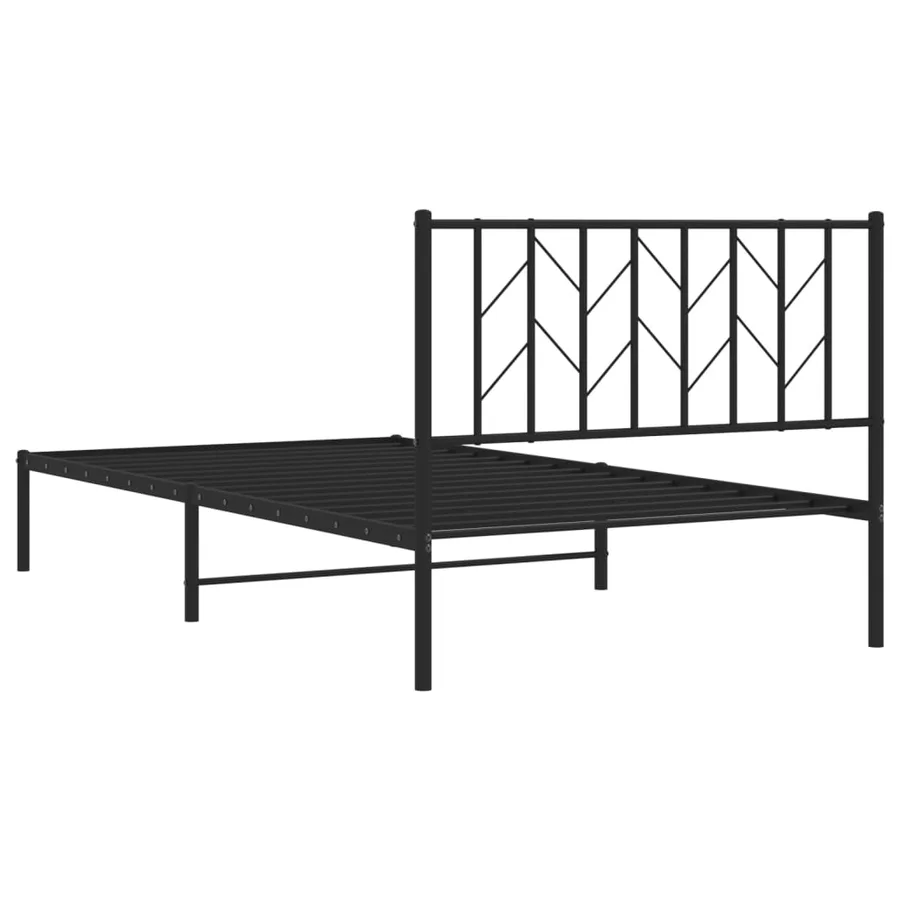 Cadre de lit métal sans matelas avec tête de lit noir 107x203cm - 7