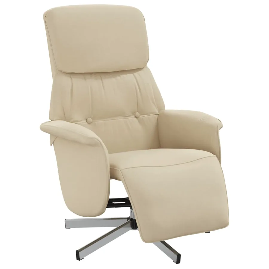 Fauteuil inclinable avec repose-pied crème tissu - 2