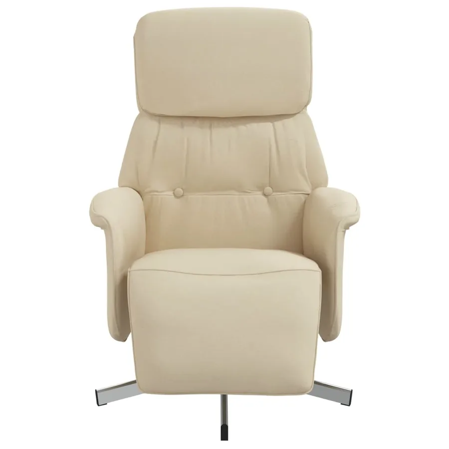 Fauteuil inclinable avec repose-pied crème tissu - 3