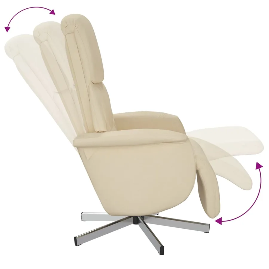 Fauteuil inclinable avec repose-pied crème tissu - 6