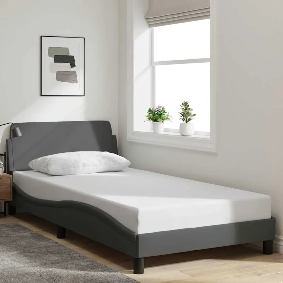Cadre de lit Dover gris foncé 100x200 cm tissu