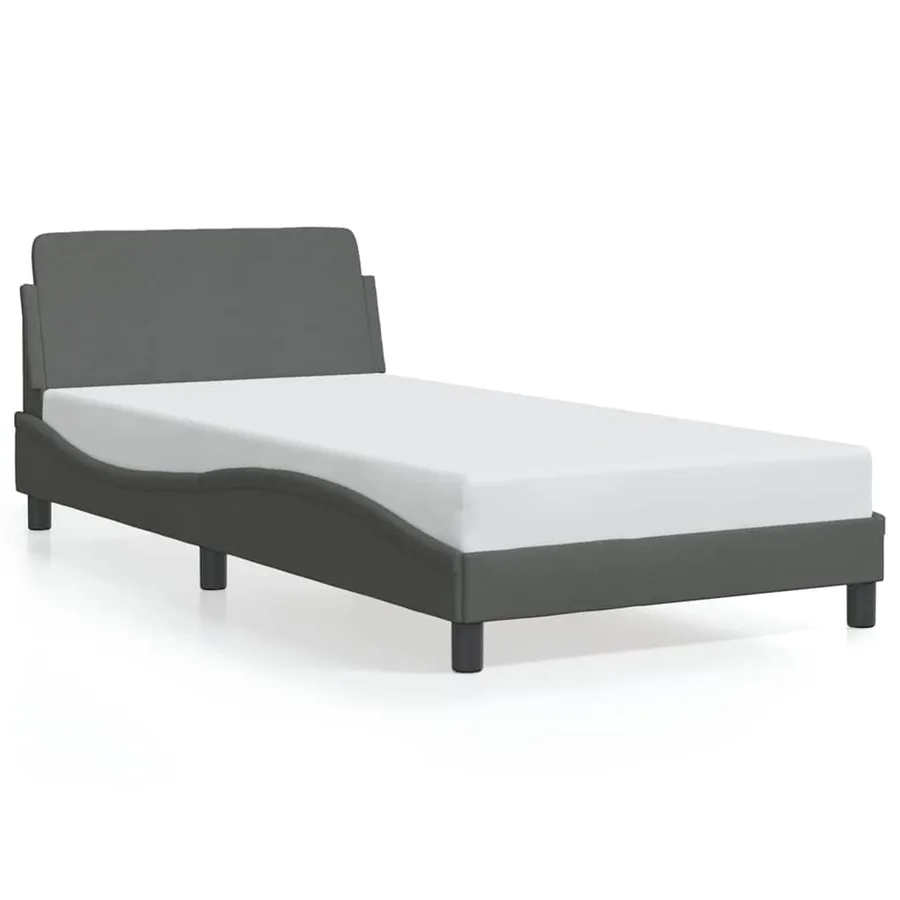 Cadre de lit Dover gris foncé 100x200 cm tissu - 2