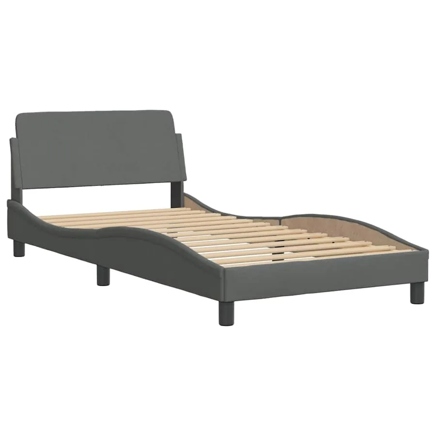 Cadre de lit Dover gris foncé 100x200 cm tissu - 3